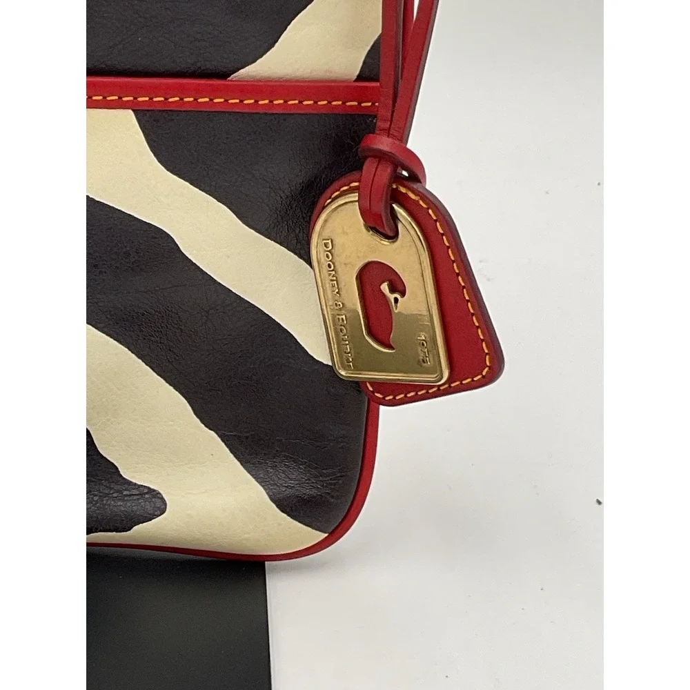 Dooney & Bourke Zebra Print And Red Crossbody Bag 8 X 8 Zipper  Closure